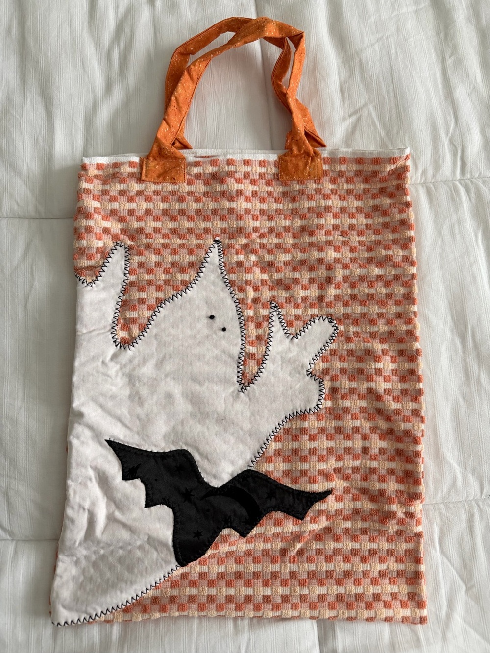 Halloween Ghost Tote Bag in Orange and White